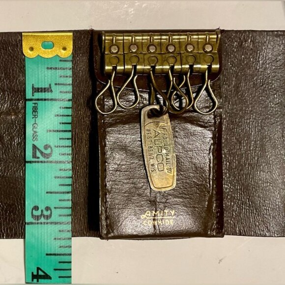 Vintage AMITY key case holds 6 brown cowhide - Picture 7 of 9